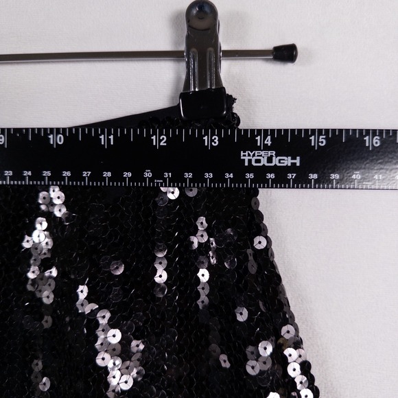 Vintage INC International Concepts Pencil Skirt Sz 2 Black Sequins Silk Glam - Picture 5 of 8